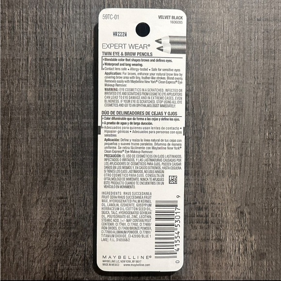 💞 New Maybelline Expert Wear Twin Eye & Brow Pencils in Velvet Black - Picture 6 of 7